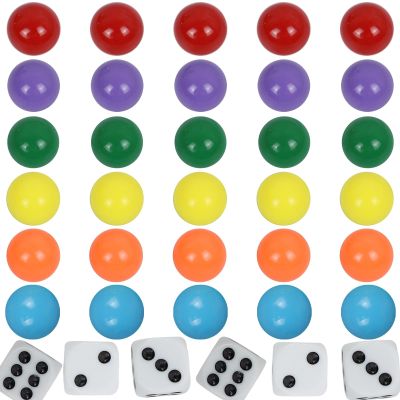 Qryovsa Wahoo Marbles, 30 Pieces of 0.55 Inch Marbles for Wahoo Board Game, Includes Storage Bag & Dice(0.55in/14mm)