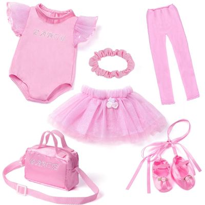 18 Inch Doll Clothes Accessories - Ballet Ballerina Dress Set Fit 18" Doll, Includes Pink Leotard, Tights, Tutu, Slippers, Dance Bag and Hairband