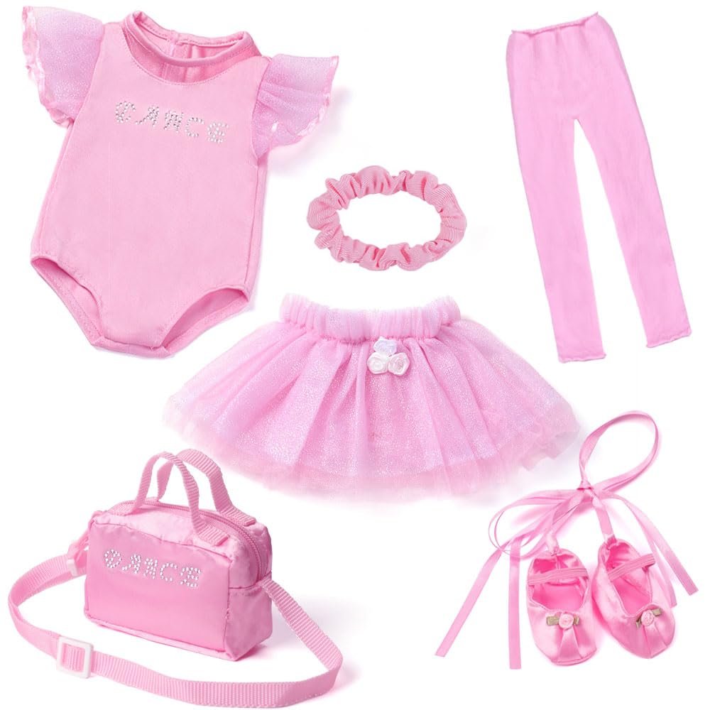18 Inch Doll Clothes Accessories - Ballet Ballerina Dress Set Fit 18" Doll, Includes Pink Leotard, Tights, Tutu, Slippers, Dance Bag and Hairband