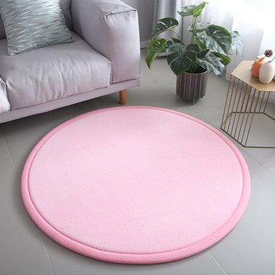 Dmkjdzsw Round Play Mat Carpet for Children Kids Room, Coral Velvet Crawling Mat for Nursery Baby, Thick 2cm- Tender Pink-130cm