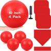 Hiboom 10 Pcs Kickball Set Includes 10 Inches Dodgeball Playground Balls 5 Rubber Throw Down Bases Needles and Ball Pump for Boys Girls Adults Backyard Game Camps Picnic Schoolyard Summer(Red) view 1