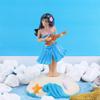 Solar Powered Dancing Girl Swinging Hawaiian Girl Grass Skirt Swing Shaking Head Doll Car Dashboard Dancing Figure Desktop Ornaments(Blue) view 4