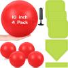 Hiboom 10 Pcs Kickball Set Includes 10 Inches Dodgeball Playground Balls 5 Rubber Throw Down Bases Needles and Ball Pump for Boys Girls Adults Backyard Game Camps Picnic Schoolyard Summer(Green) view 1