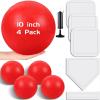 Hiboom 10 Pcs Kickball Set Includes 10 Inches Dodgeball Playground Balls 5 Rubber Throw Down Bases Needles and Ball Pump for Boys Girls Adults Backyard Game Camps Picnic Schoolyard Summer(White) view 1