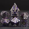 DND Metal Stripe Dice Set,7 PCS Polyhedral RPG Dice Set with Gift Case for Dungeons and Dragons (Antique Nickel Purple) view 2