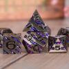 DND Metal Stripe Dice Set,7 PCS Polyhedral RPG Dice Set with Gift Case for Dungeons and Dragons (Antique Nickel Purple) view 4