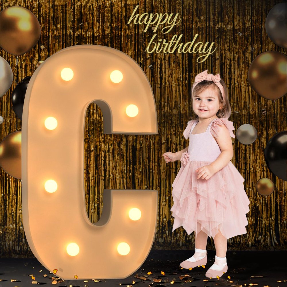 Mixifox Marquee Letters 3 Feet Tall, 3FT Large Light up Letters C, Big Sign C with Warm White Light for Birthday HOCO Wedding Proposal Engagement Graduation Party Backdrop Decorations