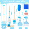 WHOHOLL 9 Pcs Wooden Kids Cleaning Toy Set, Cleaning Toys for Toddlers 3-6, Housekeeping Play Set Includes Broom Mop Duster Dustpan Sponge and Organizing Stand, Christmas Birthday Gifts for Boys Girls view 3