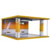cxiiuui Display Case Car Acrylic Cover 1/24 Scale Parking Garage Wooden Diecast Car Show Case 2 Parking Spaces Yellow and White view 1