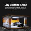 cxiiuui Display Case Car Acrylic Cover 1/24 Scale Parking Garage Wooden Diecast Car Show Case 2 Parking Spaces Yellow and White view 3