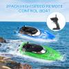 2-Pack RC Boat - Remote Control Boats for Kids and Adults - 10km/H 2.4G High Speed - Fast RC Boats for Pools and Lakes - Includes 4 Rechargeable Batteries - Blue and Green view 2