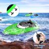 2-Pack RC Boat - Remote Control Boats for Kids and Adults - 10km/H 2.4G High Speed - Fast RC Boats for Pools and Lakes - Includes 4 Rechargeable Batteries - Blue and Green view 4