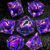 HAOMEJA Resin Dragon Eye DND Dice Set D&D 7 Pcs Resin Sharp Edge Role Playing Dice with Bag, Polyhedral Dungeons and Dragons Dice D20 D12 D10 D100 D8 D6 D4 (Purple & Eye Purple) view 2