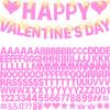 167Pcs DIY Glitter Customizable Banner Kit Happy Birthday Letter Banners Happy Valentine's Day Banners Love Heart Personalized Banner Decor Birthday Party Decorations Supplies(Glitter Light Pink) view 1