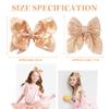 Aaiffey Hair Bows for Girls, Glitter Gold Sparkly Sequin Bows Hair Clips Toddler Bow Clips Hair Accessories, 4Pcs (Gold, 8inch*2, 4inch*2) view 2