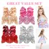 Aaiffey Hair Bows for Girls, Glitter Gold Sparkly Sequin Bows Hair Clips Toddler Bow Clips Hair Accessories, 4Pcs (Gold, 8inch*2, 4inch*2) view 3