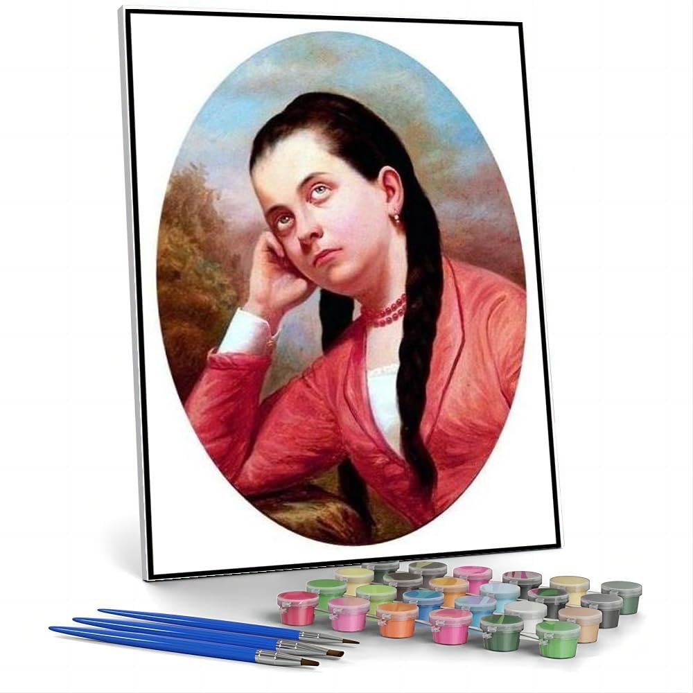 DIY Oil Painting Kit,Portrait of A Young Woman Painting by Jose Ferraz De Almeida Junior DIY Oil Painting Paint by Number Kits