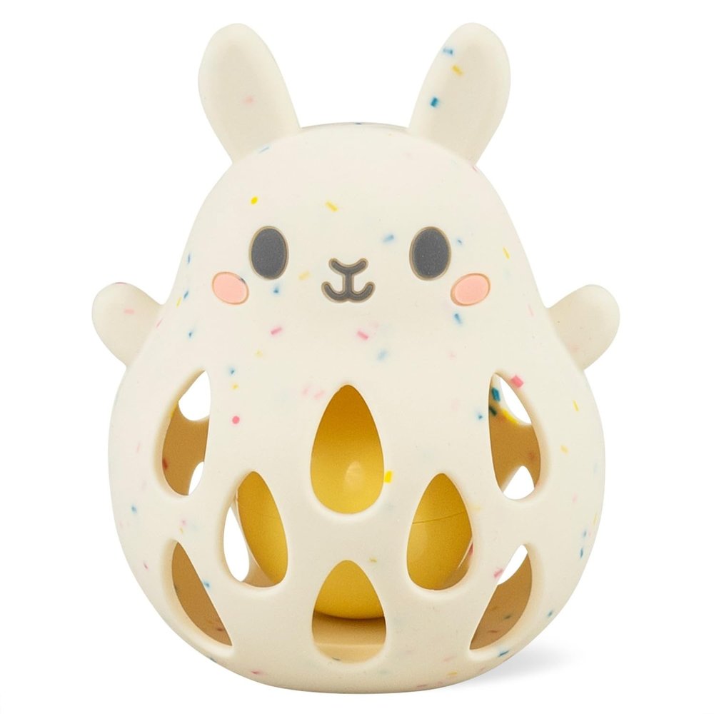 Tiger Tribe Bunny Silicone Baby Rattle - Soft BPA-Free Food-Grade Silicone with Gentle Sound, Easy Grip Sensory Toy for Infants Newborns 0-2 Years