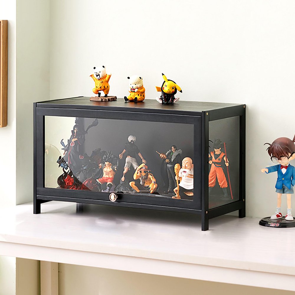 Acrylic Display Case,Minifigure Display Case,Figure Display Case,Display Case,Double Doors, Large-Capacity Storage, Large-Capacity Collection Cabinets, Dust-Proof and Moisture-Proof 60*32*40cm Black