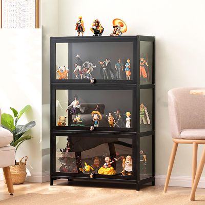 Acrylic Display Case,Minifigure Display Case,Figure Display Case,Display Case,Double Doors, Large-Capacity Storage, Large-Capacity Collection Cabinets, Dust-Proof and Moisture-Proof 80*32*106cm Black