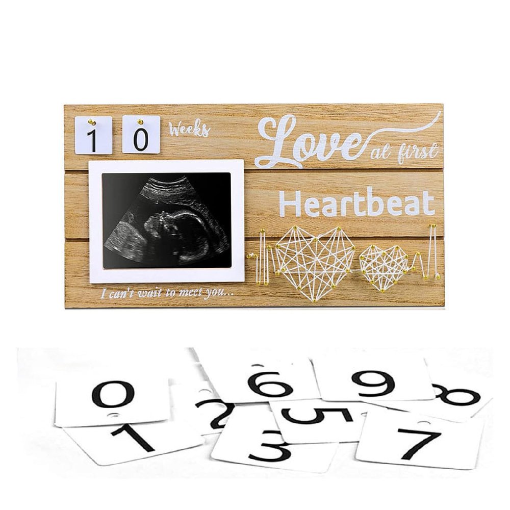 APLUSH Baby Sonogram Picture Frame for 4" X 3" Ultrasound Photo,Pregnancy Announcements Ideas Gender Reveal with Countdown,New Parents Gifts for Couples