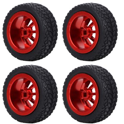 Pilipane RC Car Model Accessories and Long-Lasting RC Wheel Set, RC Car with 4PCS Aluminum Tires for WLtoys 1/28 K989 53, Efficient Grip Tires (red)