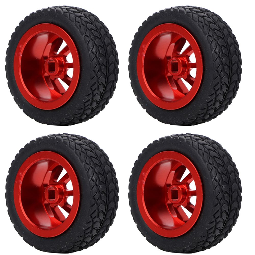 Pilipane RC Car Model Accessories and Long-Lasting RC Wheel Set, RC Car with 4PCS Aluminum Tires for WLtoys 1/28 K989 53, Efficient Grip Tires (red)