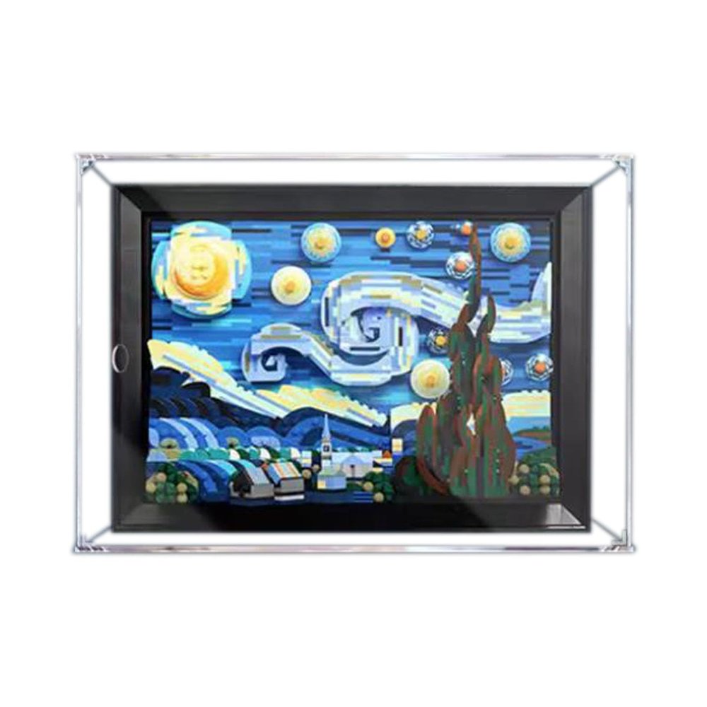Acrylic Display Case for Brick Model Sets Ideas Vincent Van Gogh The Starry Night 21333 Model - Dustproof Anti-UV Storage Box - Collectors (Hangable C(45*20*35))