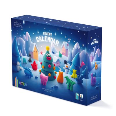 HEY CLAY Advent Calendar - Colorful Modeling Air Dry Clay for Kids - Air-Dry Clay Kit 36 Flowpacks with Fun Interactive App - Creative Winter Holidays
