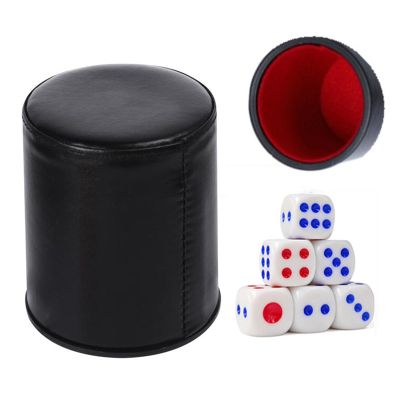 6 Pieces Leatherette Dice Cups 13mm 6-Sided Dice Set Felt Lining Quiet in Shaking for Craps Farkle Game Kill Time Pressure Red C