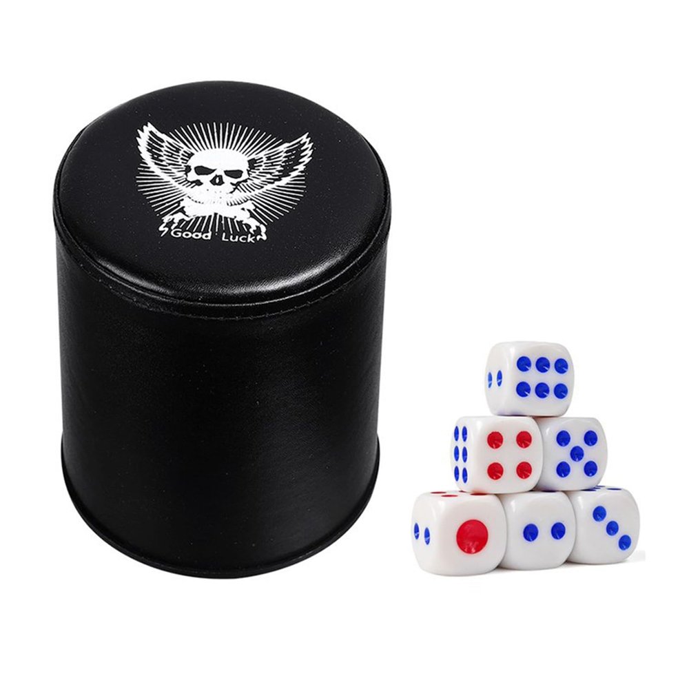 6 Pieces Leatherette Dice Cups 13mm 6-Sided Dice Set Felt Lining Quiet in Shaking for Craps Farkle Game Kill Time Pressure Red A