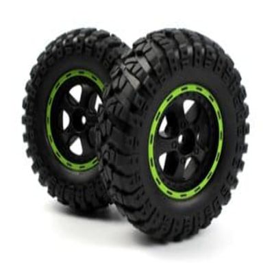 BlackZon 540183 Smyter Desert Wheels/Tires Assembled (Black/Green)