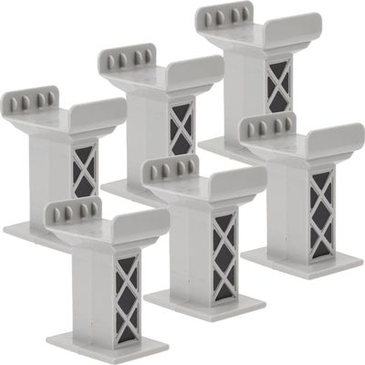 18 Pcs Train Bridge Pier Toys - Light Grey Plastic Support Risers for Kids Train Sets Ideal for Creative Track Layouts 2.75 X 2.16 X 2.59 Inches