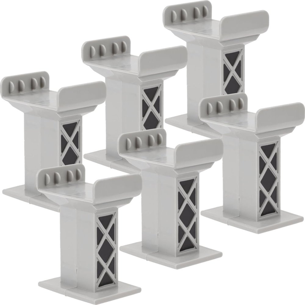 18 Pcs Train Bridge Pier Toys - Light Grey Plastic Support Risers for Kids Train Sets Ideal for Creative Track Layouts 2.75 X 2.16 X 2.59 Inches