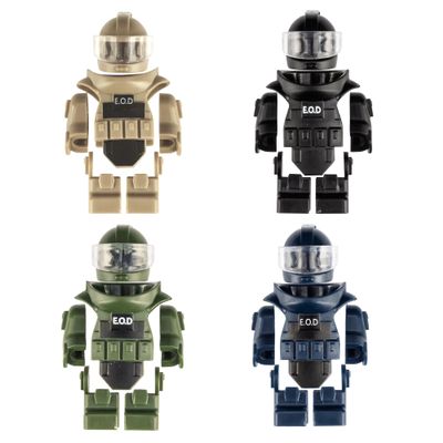 MaozyHomie Toy Soldiers Figures 4 Color Bomb Disposal Suit Armor E.O.D Suit Toys Military Equipment Custom Minifigure Compatible with Mini Figure of Major Brand, 3 Years Old and up