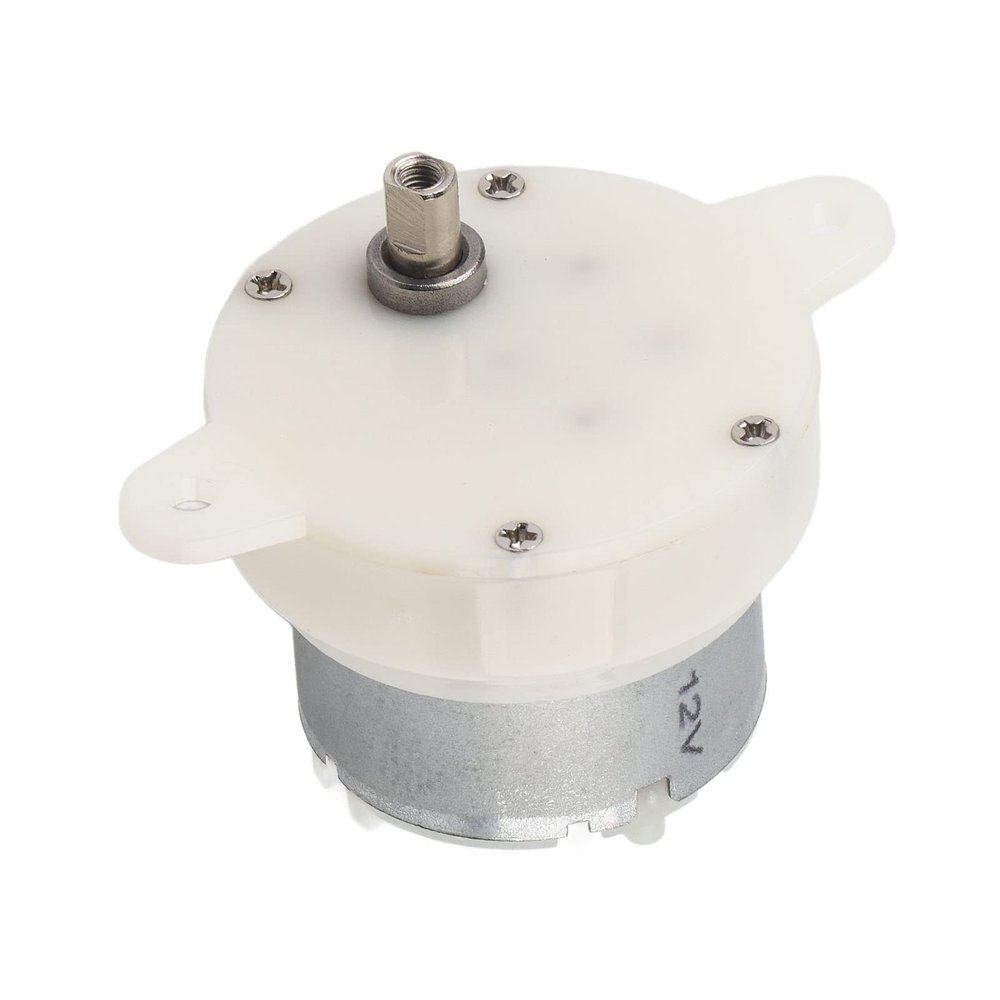 12V with Small Gear Motor with Slow Speed and Muted Gear Rotation on The Connection, Double Output Shaft with Flat Hole
