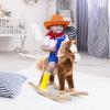 Qaba Kids Rocking Horse, Plush Toddler Rocker, Wooden Base Ride-On Toy with Handle Grip, Traditional Toy for Kids 36M+, Brown view 2