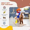 Qaba Kids Rocking Horse, Plush Toddler Rocker, Wooden Base Ride-On Toy with Handle Grip, Traditional Toy for Kids 36M+, Brown view 3