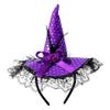 Ankelesz Halloween Witch Sequins Headbands for Women Costume Witch Hat Feather Witch Hat for Halloween (Purple) view 1