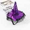 Ankelesz Halloween Witch Sequins Headbands for Women Costume Witch Hat Feather Witch Hat for Halloween (Purple) view 3