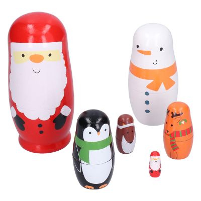 QANYEGN Set of 6 Russian Nesting Dolls, Hanrafted Wooden Painted Toys, Cartoon Art Crafts for Home Decoration