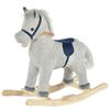 Qaba Kids Rocking Horse for Toddler 3-5, Plush Ride on Horse Wooden Rocker with Realistic Sounds, Gray view 1