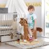 Qaba Rocking Horse Plush Animal on Wooden Rockers, Baby Rocking Chair with Sounds, Moving Mouth, Wagging Tail, Brown view 2