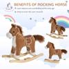 Qaba Rocking Horse Plush Animal on Wooden Rockers, Baby Rocking Chair with Sounds, Moving Mouth, Wagging Tail, Brown view 3