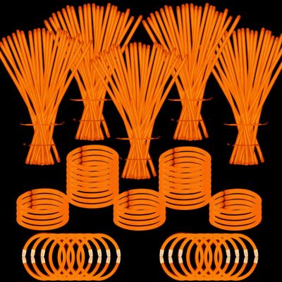 YOFOBU 500 PCS Orange Glow Sticks Bulk 8" Glowsticks Bracelets Necklaces with Connectors Glow in The Dark Party Supplies Light Up Neon Party Favor for Halloween Christmas Easter Wedding Birthday