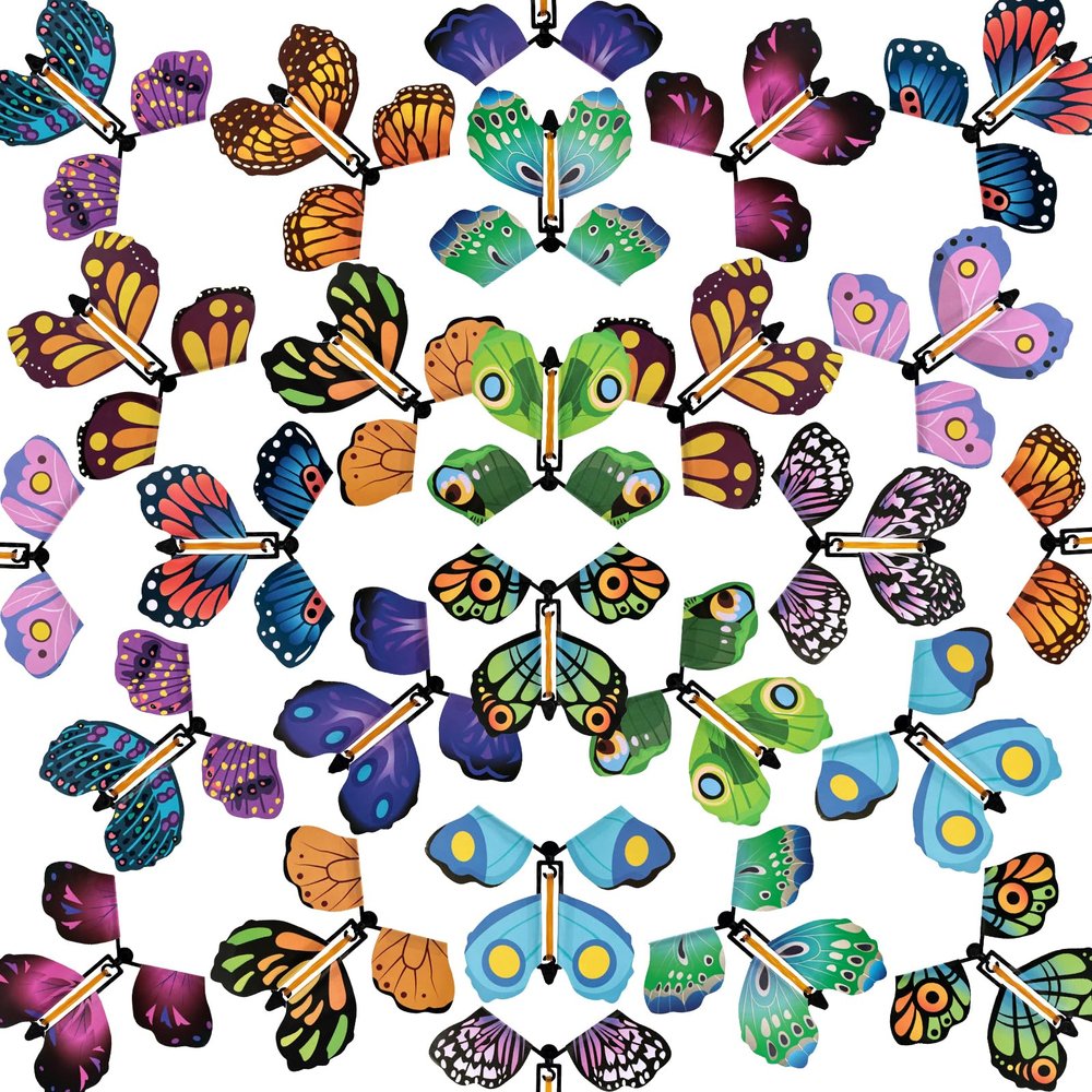 MCPINKY 26PCS Magic Flying Butterfly Toys, Wind Up Butterfly Toy Fairy Flying Toy Flying Butterfly Cards in The Book Surprise Explosion Box Gift Wrapping for Birthday Party Wedding Anniversary