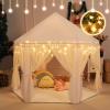 Monobeach White Princess Tent Girls Tassel Decor Large Playhouse Kids Castle Play Tent with Star Lights Toy for Children Indoor and Outdoor Games, 55'' x 53'' (White Princess Tent with Tassel) view 2