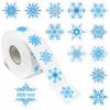 1000 PCS Snowflake Stickers, 12 Designs Winter Holiday Stickers Christmas Decoration Vibrant Labels for Xmas Display, Windows Walls Gift Decor Christmas Party Supplies with Perforation line (1 Each) view 1