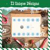 1000 PCS Snowflake Stickers, 12 Designs Winter Holiday Stickers Christmas Decoration Vibrant Labels for Xmas Display, Windows Walls Gift Decor Christmas Party Supplies with Perforation line (1 Each) view 2