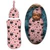 AuHomea Halloween Cute Cartoon Bat Newborn Swaddle Blanket with Beanie Set Soft Baby Sleep Sack Stretch Adjustable Swaddle Wraps Receiving Blankets view 2
